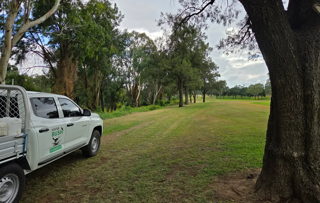 Hunter Bush Regeneration ute parked at a bushland APZ maintenance site